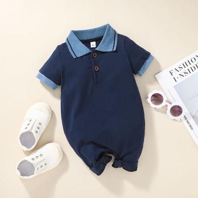 China 100% cotton baby gentleman baby rompers summer sleeve cute knits shortly? Lapel Overall Toddler Boys Clothes for sale