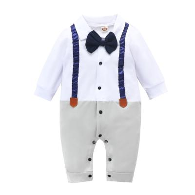 China 100% Cotton Baby Romper Clothes 100% Cotton Spring and Autumn Infant Baby Boys Gentleman Onesie for sale