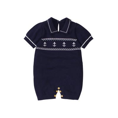 China Spandex/Cotton Baby Boy Gentleman's Romper Summer Short Sleeve Cotton Onesie Newborn Boy Overalls for sale