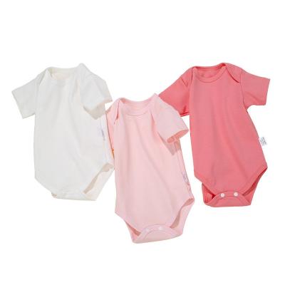 China 100% Cotton OEM ODM Clothing Newborn Infant Toddler Boys Short Sleeve Organic 100% Cotton Summer Bodysuits Girls Baby Romper for sale