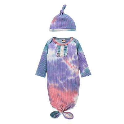 China 100% Cotton Infants Toddler Tie Dye Sleeping Bag Hat Sets Child Clothing Organic Cotton Newborn Baby Sleeping Bag for sale