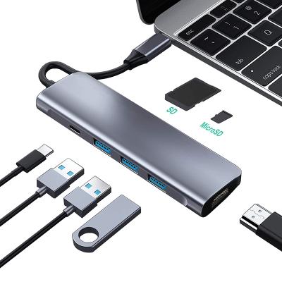 China Multiport usb extender hub docking station 7 port usb c hub 7 in 1 type c H DMI hub 4K*2K 115*34*10mm for sale