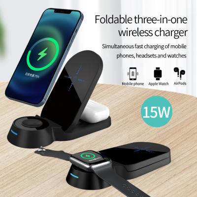 China Mobile+ Watch+Earphone 3 in 1charger 3 in 1 Wireless Charger Charging Station Dock For Apple Watch SE 6 5 4 3 2 Pro iPhone 12 11 Pro Airpods X Xr Xs 8 Plus for sale