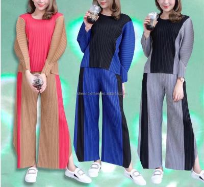 China Anti-pilling Pleated Color Block 2022 Fall 2-Pieces Sweatsuit Set Tracksuit Plus Size Women's Sets Coordinating Two-Piece Sets For Women for sale