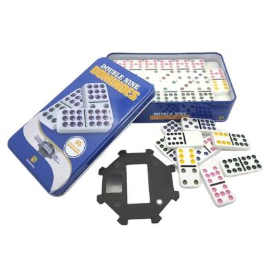 China Double 9 Plastic Classic Dominoes With Tin Box Table Game Dominoes for sale