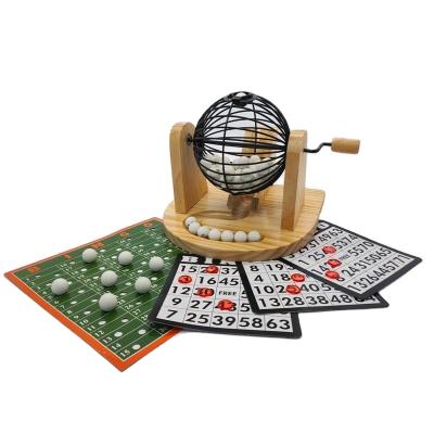 China Wooden bingo game bingo game set with bingo cage board balls and cards for family party for sale