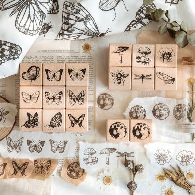 China Eco-friendly Butterfly Wooden Bee Stamp Series Specimen Forest Wooden Rubber Stamps For Scrapbooking DIY Handmade Card Stamp Photo Album Craft for sale