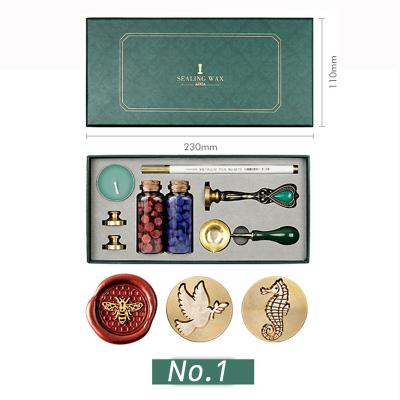 China Dropshipping Eco-Friendly Vintage Detachable Spoon Stamp Set Box Set DIY Scrapbooking Tools Sealing Wax Wax Bead Sticks Melting for sale