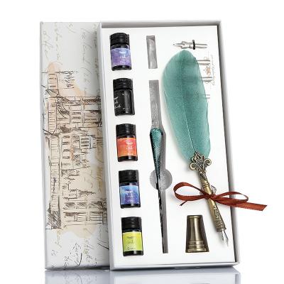 China Quill Ink Dip Feather Pen Eco-Friendly Writing Set For Christmas Gifts for sale