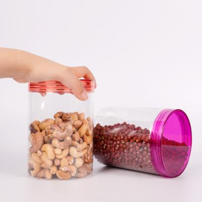 China Products Diameter 85mm 240ml -680ml Plastic Food Grade Sealed Jar And Bottles For Storage Snacks Jar With Screw Cap Cover for sale