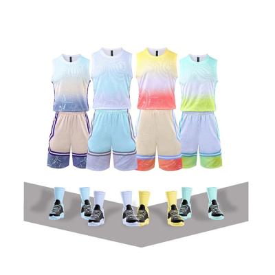 China Custom Sublimation Printing Basketball Tank Top Breathable Best Basketball Uniform Design With Shorts for sale