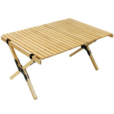 China Modern Egg Roll Folding Solid Wood Dining Tables and Tableoutdoor Camping Portable Wood Cafe Chairs Set for sale