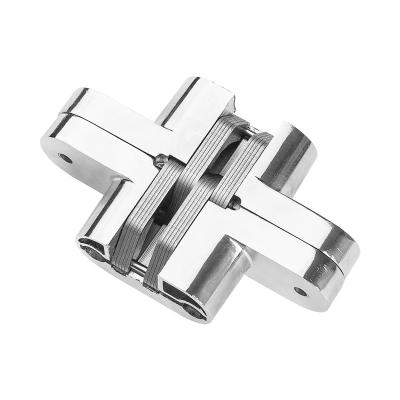 China Heavy Duty Stainless 3D Metal Smooth Rolling Invisible Concealed Cross Folding Adjust Concealed Hinge for sale