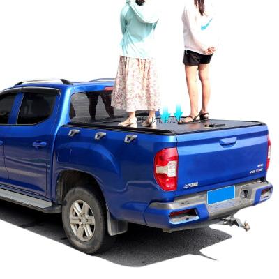 China Hard pickup aluminun alloy aluminum triple tonneau cover for hilux truck bed covers toyota Tacoma 2015+ for sale