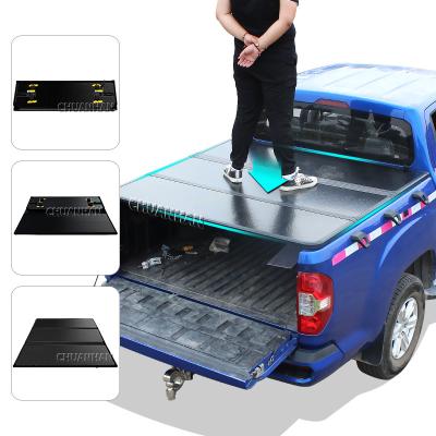 China High quality aluminum triple hard folding truck bed tonneau cover for hilux vigo revo rocco for sale