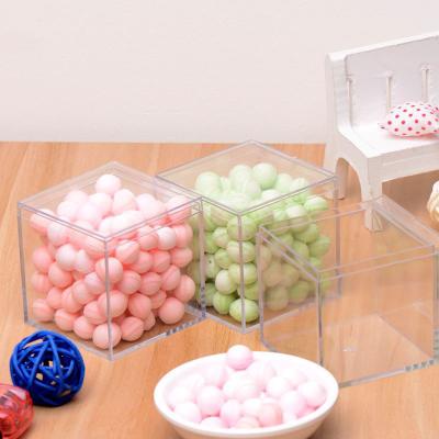 China 2x2x2 Inch Square Storage Small Clear Acrylic Cube Candy Favor Box With Lid Plastic Square Box for sale