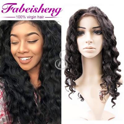 China 2017 Super Sale Top Virgin Human Hair Silky Wave Lace Wig Free Samples Loose Wave Curly Full Lace Wigs for sale