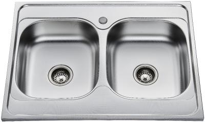 China 8060-Polished Steel Double Bowl Faucet Without Finish for sale