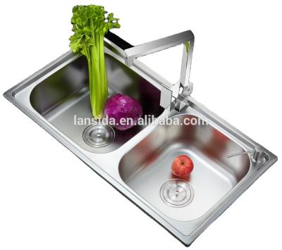 China Without Faucet Square Double Bowl Hot Selling Sink In Vietnam 7843 for sale