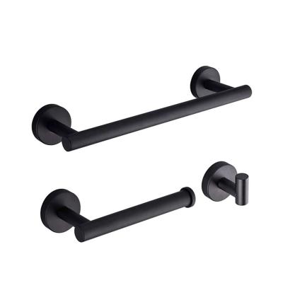 China Hot Selling Fashion High Quality 304 Stainless Steel Bathroom Self Adhesive Black Towel Rack for sale