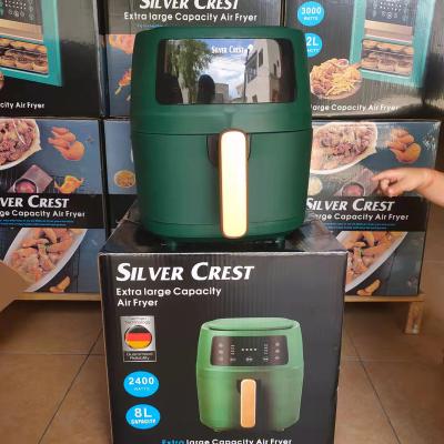 China Hotel New Product 5L 8L Electric Fryer Touch Screen Large Capacity Silver Peak Smart Oil Free Electric Fryer for sale