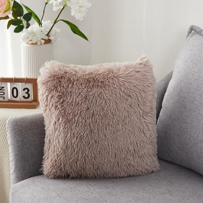 China Solid Color Square Plush Anti-Static Cushion Cover Customized Soft Velvet Tile Cover for sale