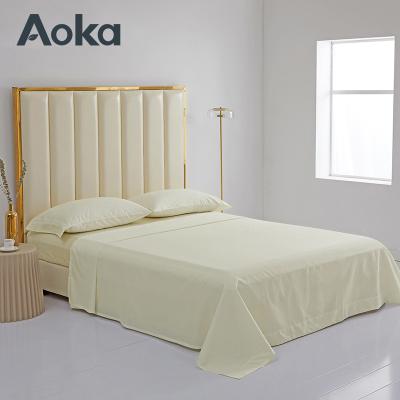 China Anti Dust Mite Luxury 100% Cotton Sheet Set Solid Color Designs Bedding Sheet Sets for sale