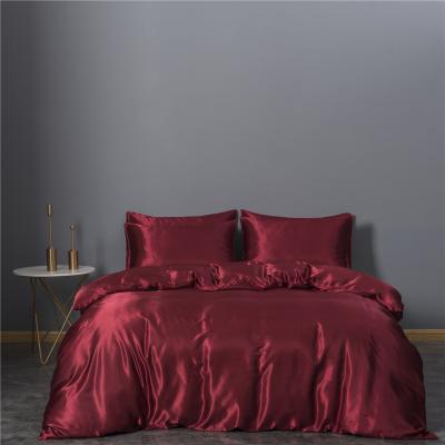 China Anti-Static Hot Selling Silky Satin Duvet Cover Set Polyester Premium Quality Duvet Cover Set for sale