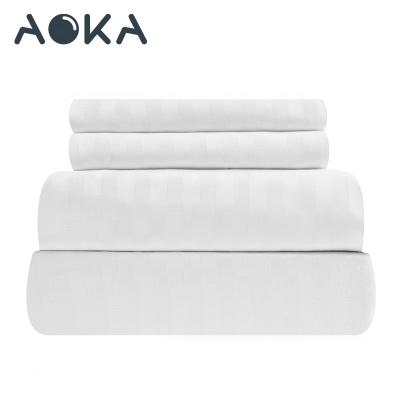 China Nondisposable AOKA AU Double Size Stripe Sheet Set Breathable And Soft Bed Sheet Sets 1800tc Bedding Sheet Set for sale