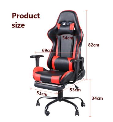 China (Height) Quality PU Leather Swivel Adjustable Gaming Ergonomic PC Computer Gaming Chair With Foot Rest for sale