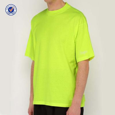 China OEM Summer Fashion YL Anti-pilling T-shirt Plain Color Neon Green 100% Cotton for sale