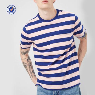 China OEM YL anti-pilling men's T-shirts anti-pilling men's striped patch pocket tee for wholesale for sale