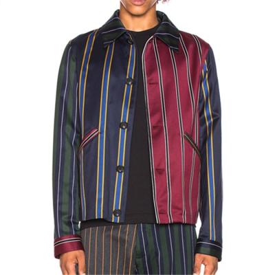 China High Quality Breathable Workers Patchwork Stripe Jacket Breathable Coat for sale