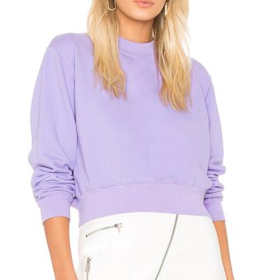 China Fashion YL Sweatshirt Women's Anti-pilling OEM Anti-pilling Crewneck Plain Purple Cotton For Wholesale for sale