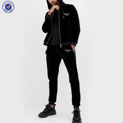 China OEM Fashion YL Logo Black Velor Tracksuits Men's Antibacterial Antibacterial Custom Embroidery For Wholesale for sale