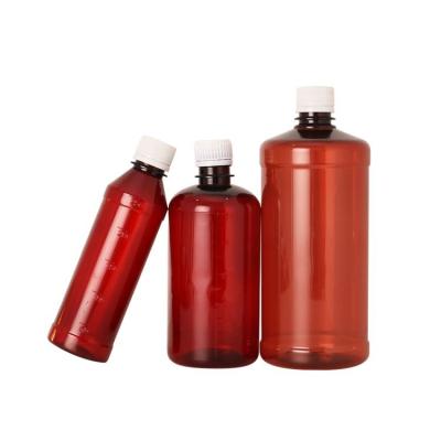 China Juice Drink Transistors Customized Wholesale Amber Brown Oval Medicine Liquid Syrup Plastic PET Bottle for sale