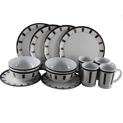 China Durable 16pcs Melamine Dinnerware Sets For 4 Person Camping Dinnerware for sale