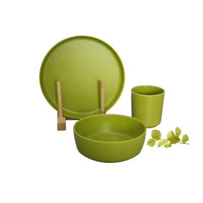 China Eco Disposable Bamboo Green Tableware Food Grade Bamboo Fiber Dinner Set for sale