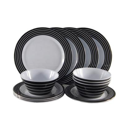 China Disposable Black And White Dinnerware Set Design Asian Style Melamine Dinnerware Sets for sale