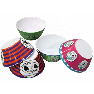 China Halloween Disposable Custom Thick Melamine Holiday Decal Printing 6 Inch Noodle Bowl Plastic Salad Bowl for sale