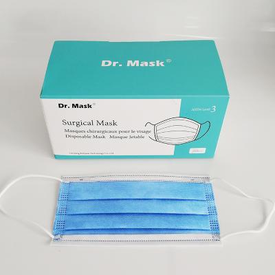 China Dr. Mask Mascarillas 3 Ply Face Mask Ear Loop ASTM LEVEL3 Adult Disposable Medical Surgical Mask for sale