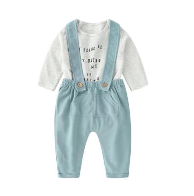 China New Arrivals Casual Printing Winter Designer Two Piece Suspender Trousers Toddler Baby Clothes Set Wholesale for sale