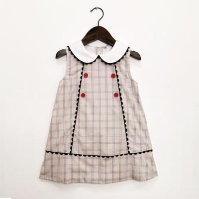 China Wholesale Anti-static Girl Dress 2021 Summer Babies Cotton Plaid Sleeveless Kids Dresses For Toddler Girl Clothing for sale