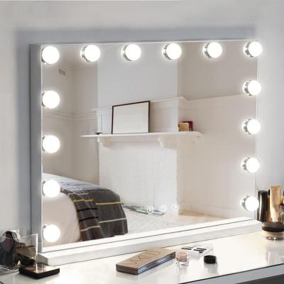 China 14 Touch Dimmer LED Bulbs Lighted Makeup Mirror Hollywood Style LED Vanity Mirror For Makeup Dressing Table for sale