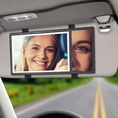 China 3 Color Lighted Function Smart Car Sun Visor Mirror Led Car Vanity Makeup Led Mirror With Led Lights for sale