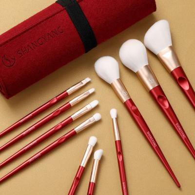 China Angular blush high quality level cutout logo makeup brush custom brand private label makeup brushes for sale