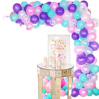 China Beautiful Arch and Garland Colorful Balloon Kit, Purple, Pink, Aqua, White and Mermaid Confetti Balloon Set for sale