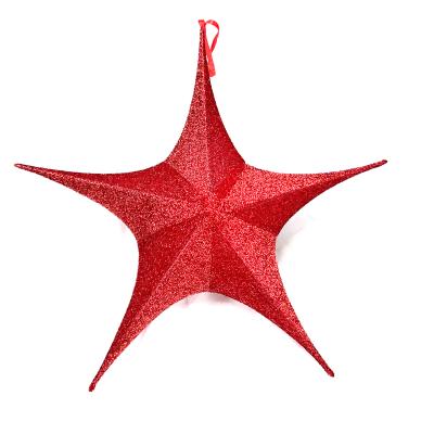 China Cloth / Metal / Wooden L-hanging Christmas Ornaments Christmas Decoration 65cm Foldable Red Star for sale