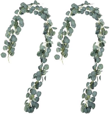 China Handmade Greenery Garland Leaves of Beautiful Eucalyptus Colorful Artificial Garland Vines Faux Silk Eucalyptus for sale