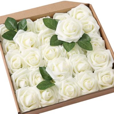 China 25PCS Beautiful Colorful Real Touch Roses Artificial Flowers Fake Foam Roses DIY For Wedding Bouquets Home Decorations for sale